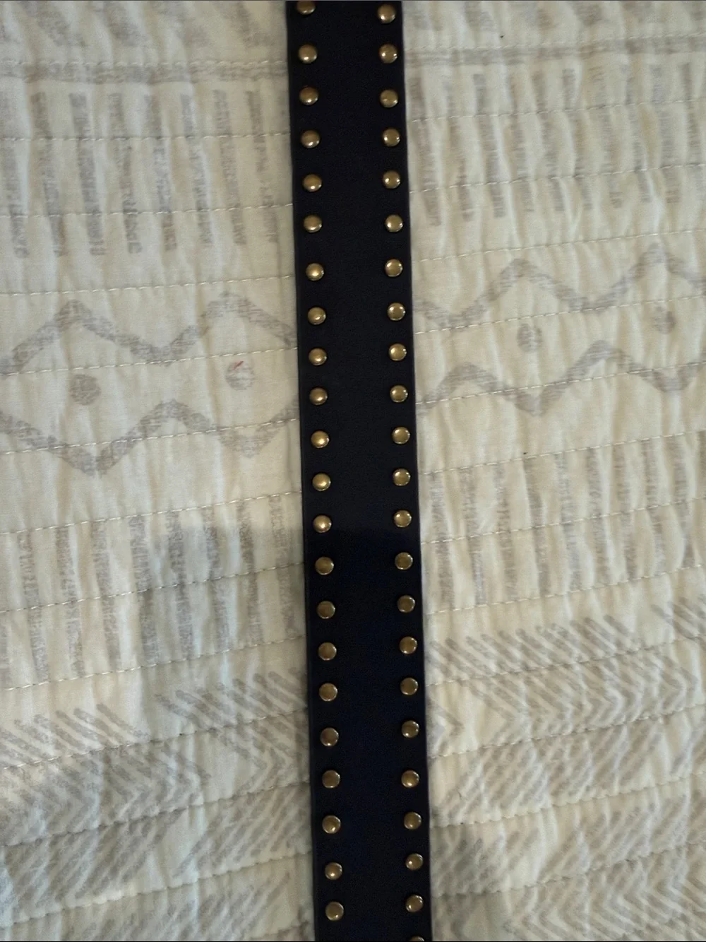 Vera Pelle Black Leather Studded Belt with Antique Brass Buckle